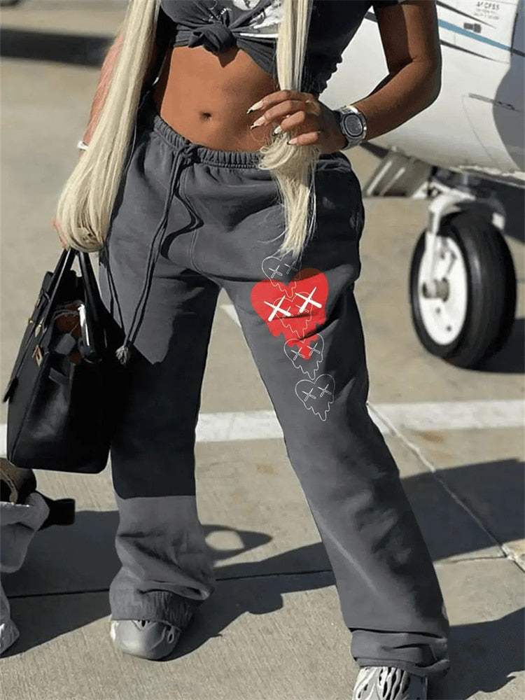 Womens Graphic Open Hem Sweatpants