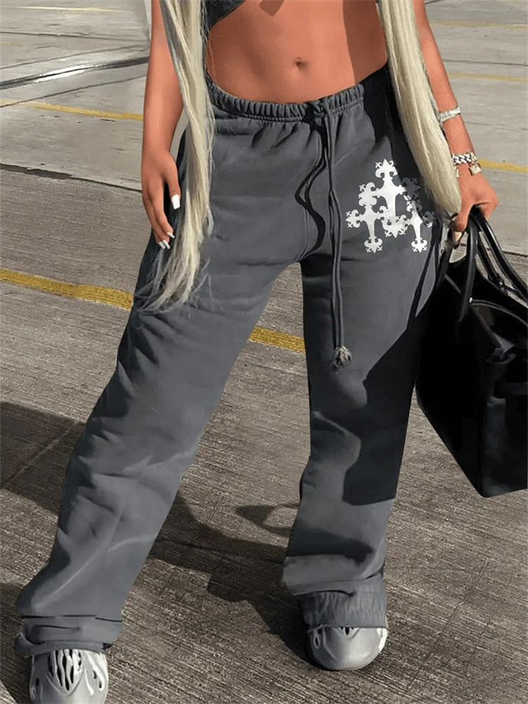 Womens Graphic Open Hem Sweatpants